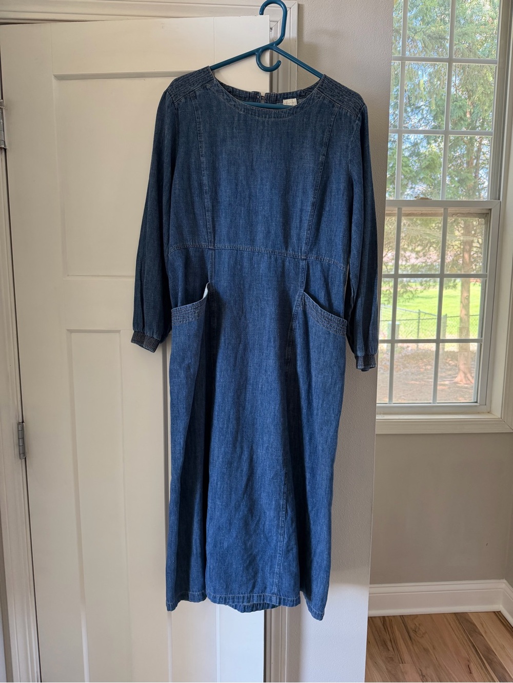 Poetry Denim Midi Dress in Blue